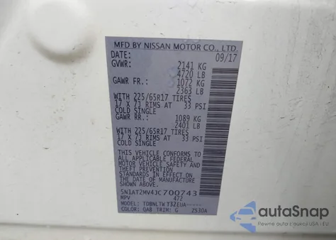 2018 Nissan Rogue Sv z USA, uszkodzony, nr VIN 5N1AT2MV4JC700743